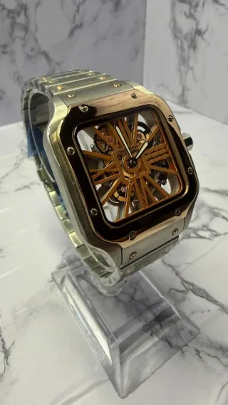 Cartier Santos Skeleton Oro y Acero