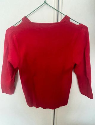 Mango Top Rojo Hombros Descubiertos