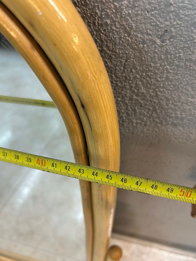 Specchio rotondo in vimini beige e marrone