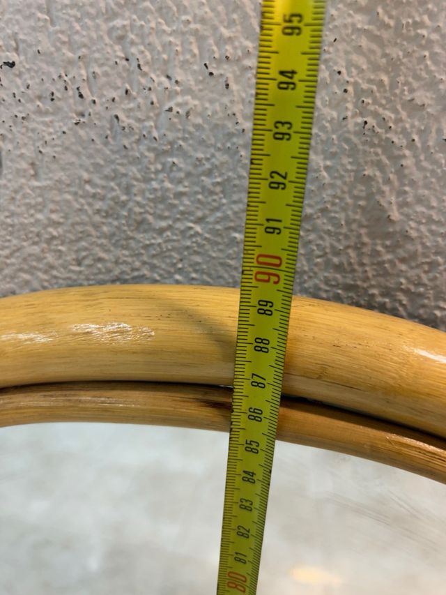 Specchio rotondo in vimini beige e marrone