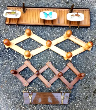 Appendiabiti vintage in legno e bambù