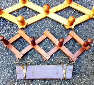 Appendiabiti vintage in legno e bambù