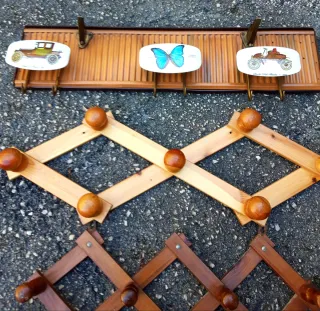 Appendiabiti vintage in legno e bambù