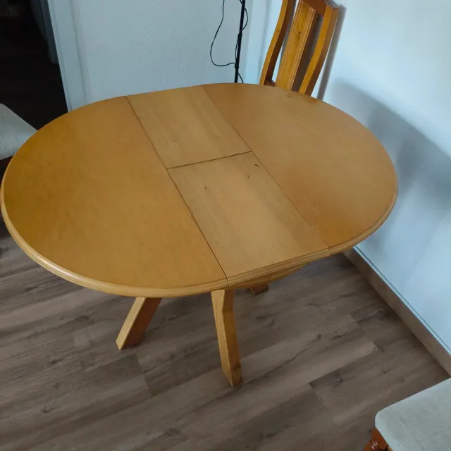 Mesa comedor redonda pino extensible