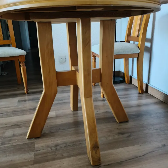 Mesa comedor redonda pino extensible