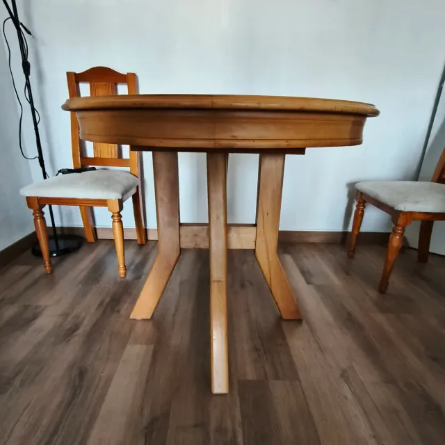Mesa comedor redonda pino extensible