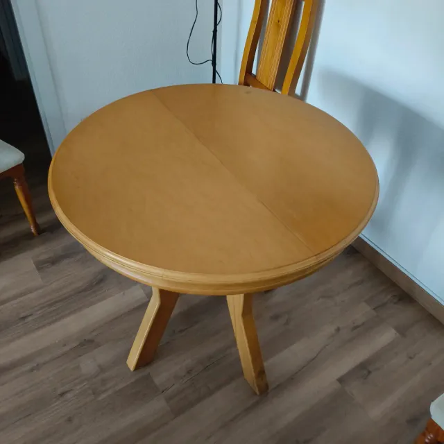 Mesa comedor redonda pino extensible
