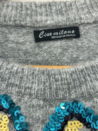 Jersey Castañer gris S mujer lentejuelas