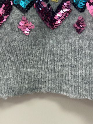 Jersey Castañer gris S mujer lentejuelas