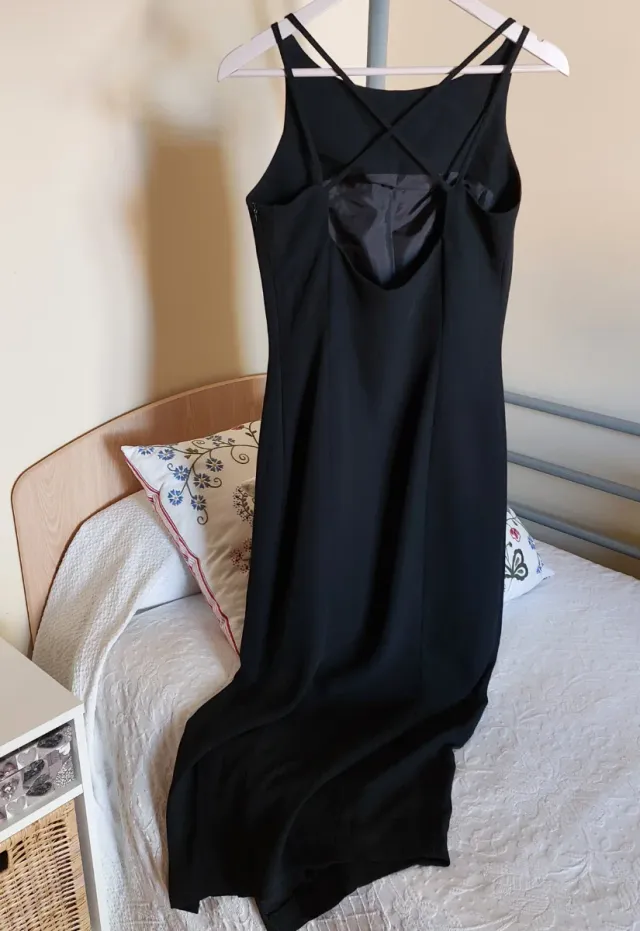 Vestido largo negro tirantes cruzados