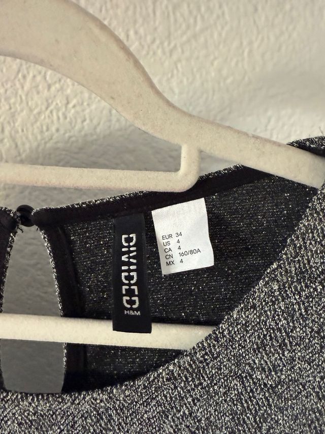 Vestido manga francesa gris y negro