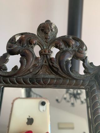 Specchio antico bronzo con cherubino