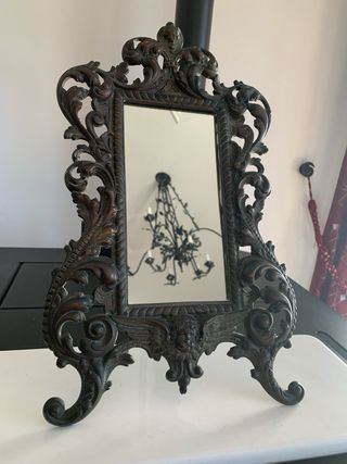 Specchio antico bronzo con cherubino