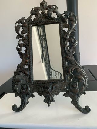 Specchio antico bronzo con cherubino