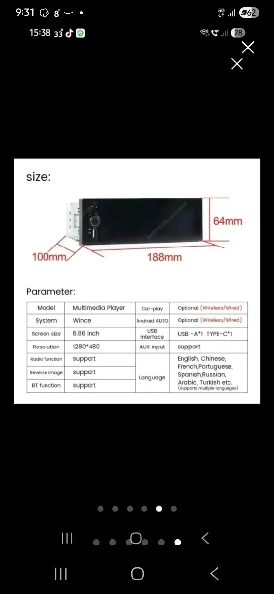 Radio Coche CarPlay Android Auto