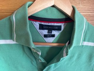 Polo Tommy Hilfiger Verde Rayas Blancas Talla S