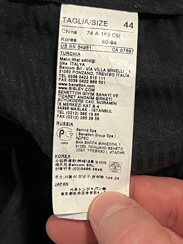 Pantaloni Benetton velluto neri