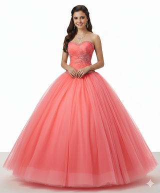 Vestido de Quinceañera Coral