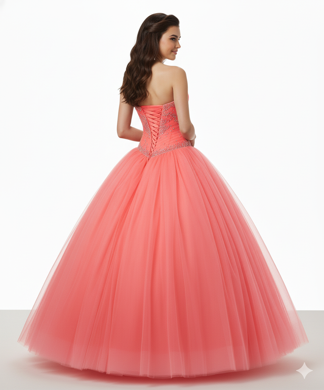 Vestido de Quinceañera Coral