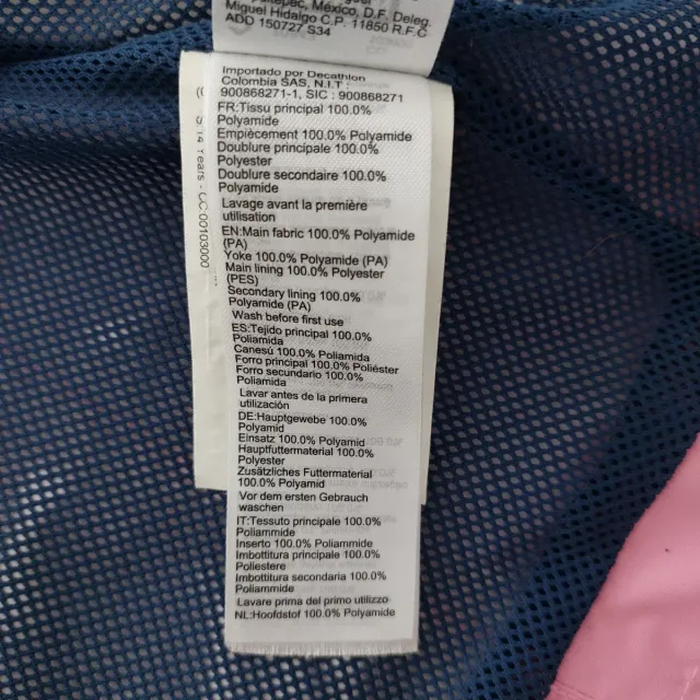 Chaqueta impermeable rosa cortavientos