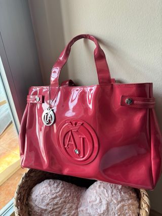 Bolso Armani Jeans Rojo Charol Logo