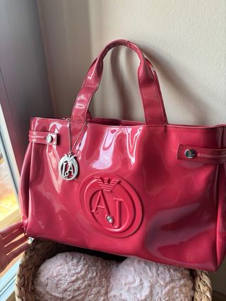 Bolso Armani Jeans Rojo Charol Logo