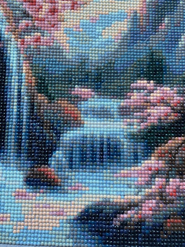 Cuadro hecho a mano cascada y flores