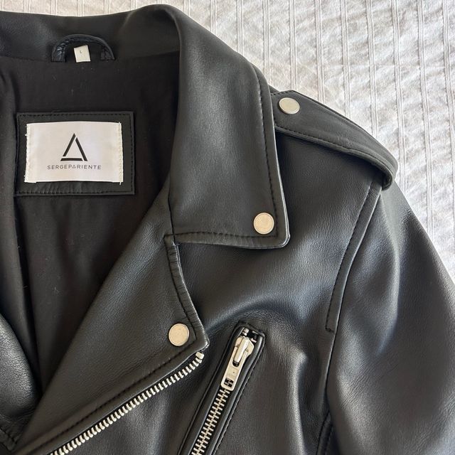 Chaqueta Biker Cuero Negra