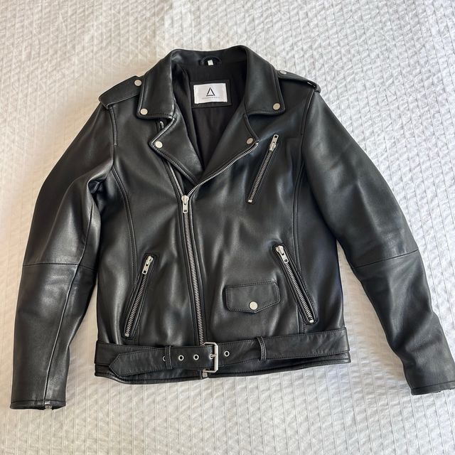 Chaqueta Biker Cuero Negra