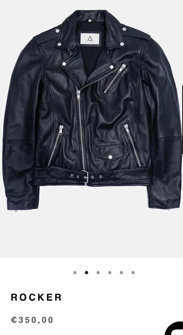 Chaqueta Biker Cuero Negra