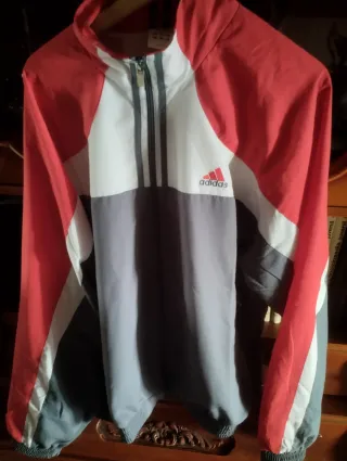 Chaqueta Adidas XL Roja Blanca Gris