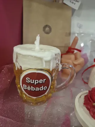 Caneca de vidro com vela Super Bêbado