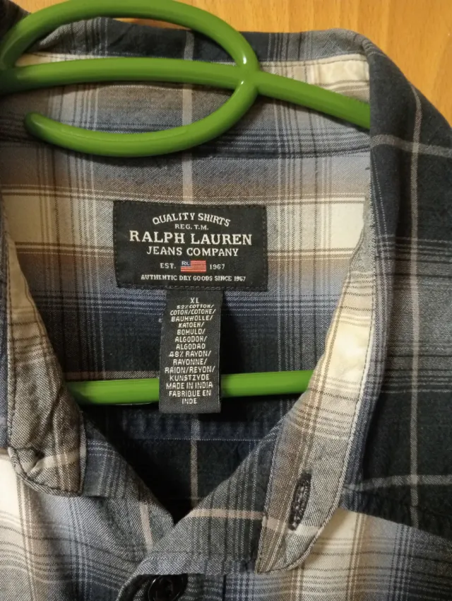 Camisa Ralph Lauren cuadros gris y blanco