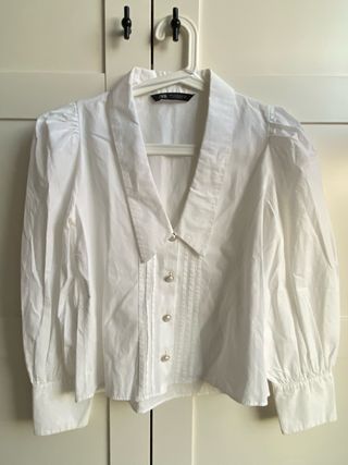 Camisa Zara Blanca Botones Joya