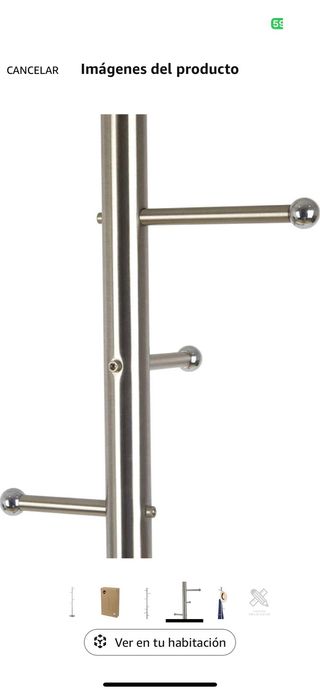 Perchero de pie metálico plateado