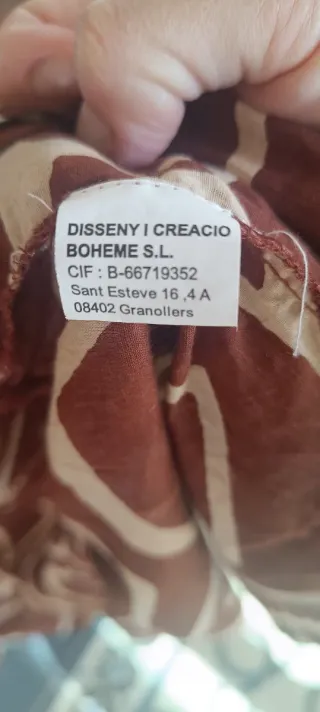 Vestido India Algodón Estampado Marrón