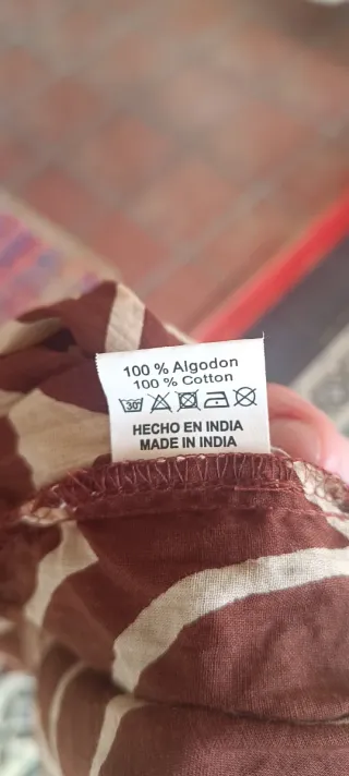 Vestido India Algodón Estampado Marrón