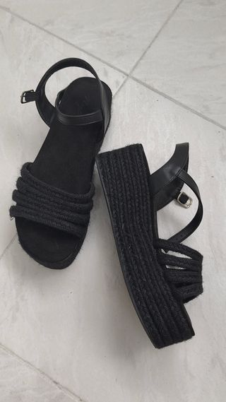 Sandalias Plataforma Negras Talla 38