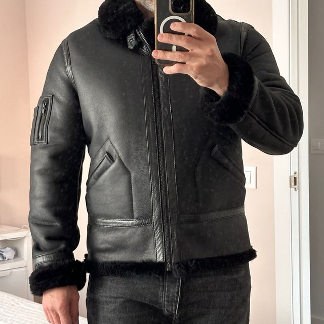 Chaqueta de cuero y pelo natural de oveja
