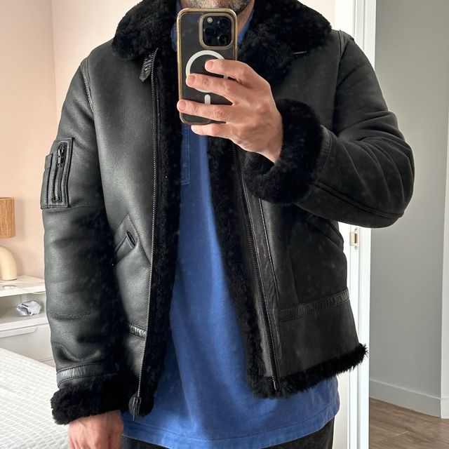 Chaqueta de cuero y pelo natural de oveja