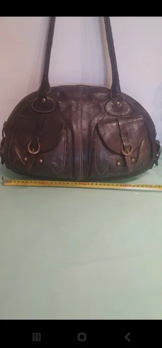 Bolso de piel auténtica negro