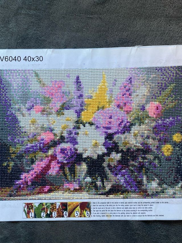 Cuadro Diamantes Flores 40x30