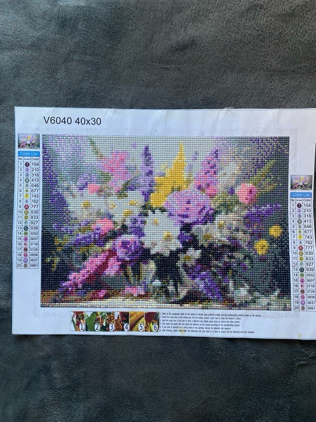 Cuadro Diamantes Flores 40x30