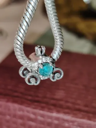 Charm Carrozza Cinderella Argento e Zircone verde