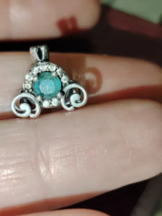 Charm Carrozza Cinderella Argento e Zircone verde