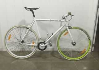 Bici Fixie Blanca Ruedas Verdes