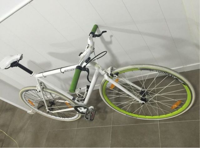 Bici Fixie Blanca Ruedas Verdes