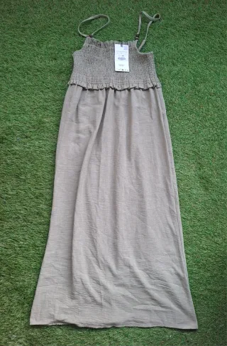 Vestido largo Zara verde oliva talla L