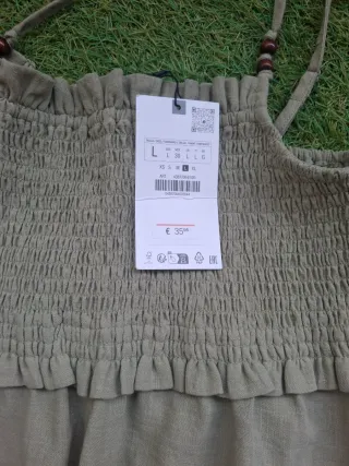 Vestido largo Zara verde oliva talla L