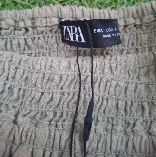 Vestido largo Zara verde oliva talla L